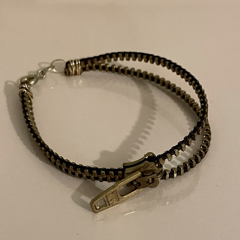 Vintage YKK Zipper Bracelet Upcycled Funky Steam Punk Statement Piece